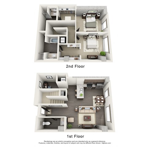 1600 VINE Los Angeles, CA Two Bedroom Townhome Floor Plans 1441 -  2428 SF